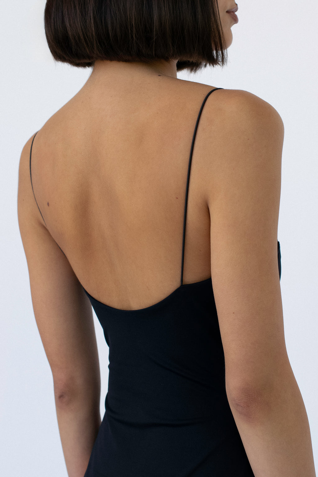 high waisted one piece swimsuit low back black