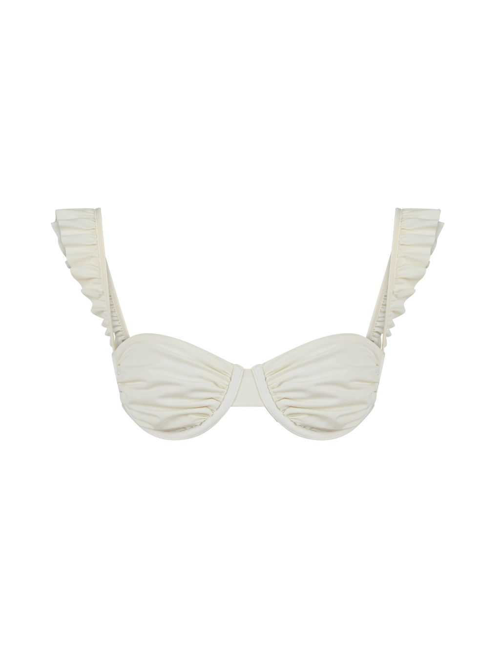ruffled balconette bikini top ivory