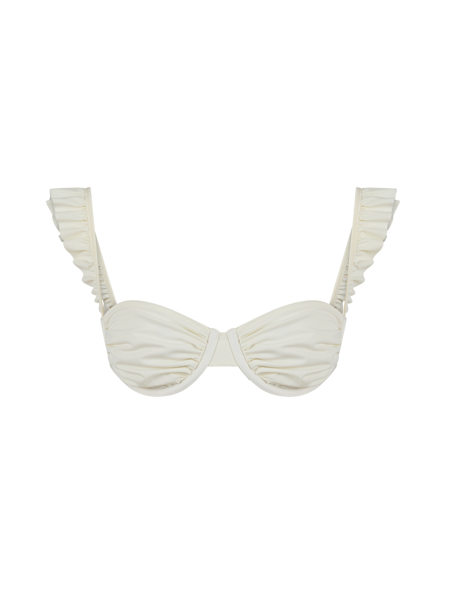ruffled balconette bikini top ivory