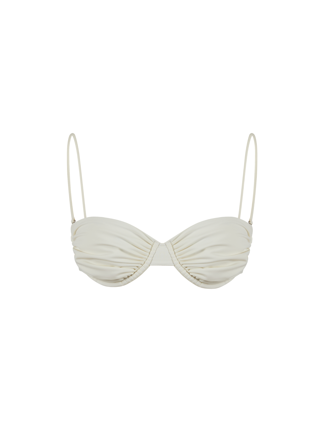 rouched balconette bikini top ivory