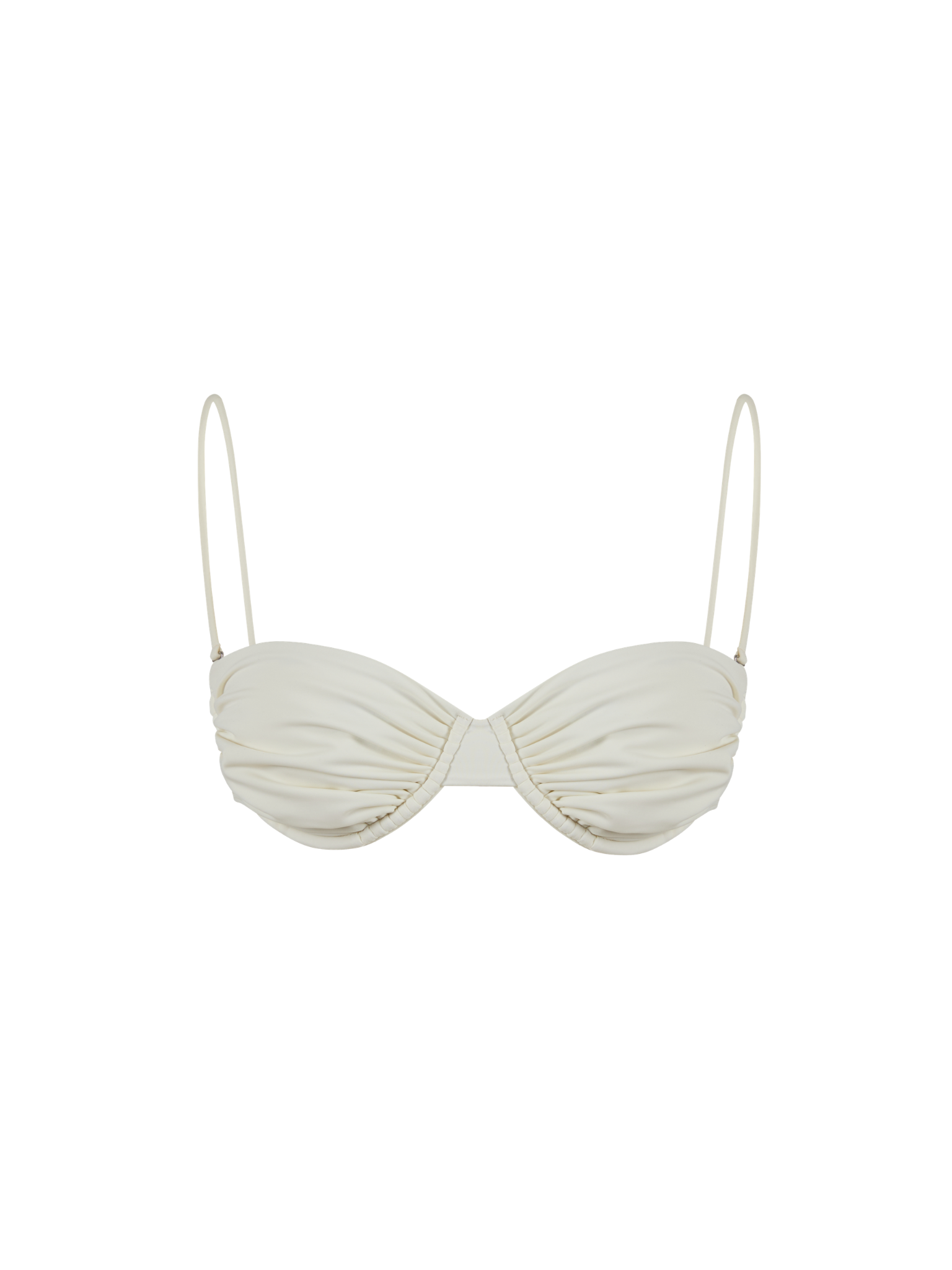 rouched balconette bikini top ivory