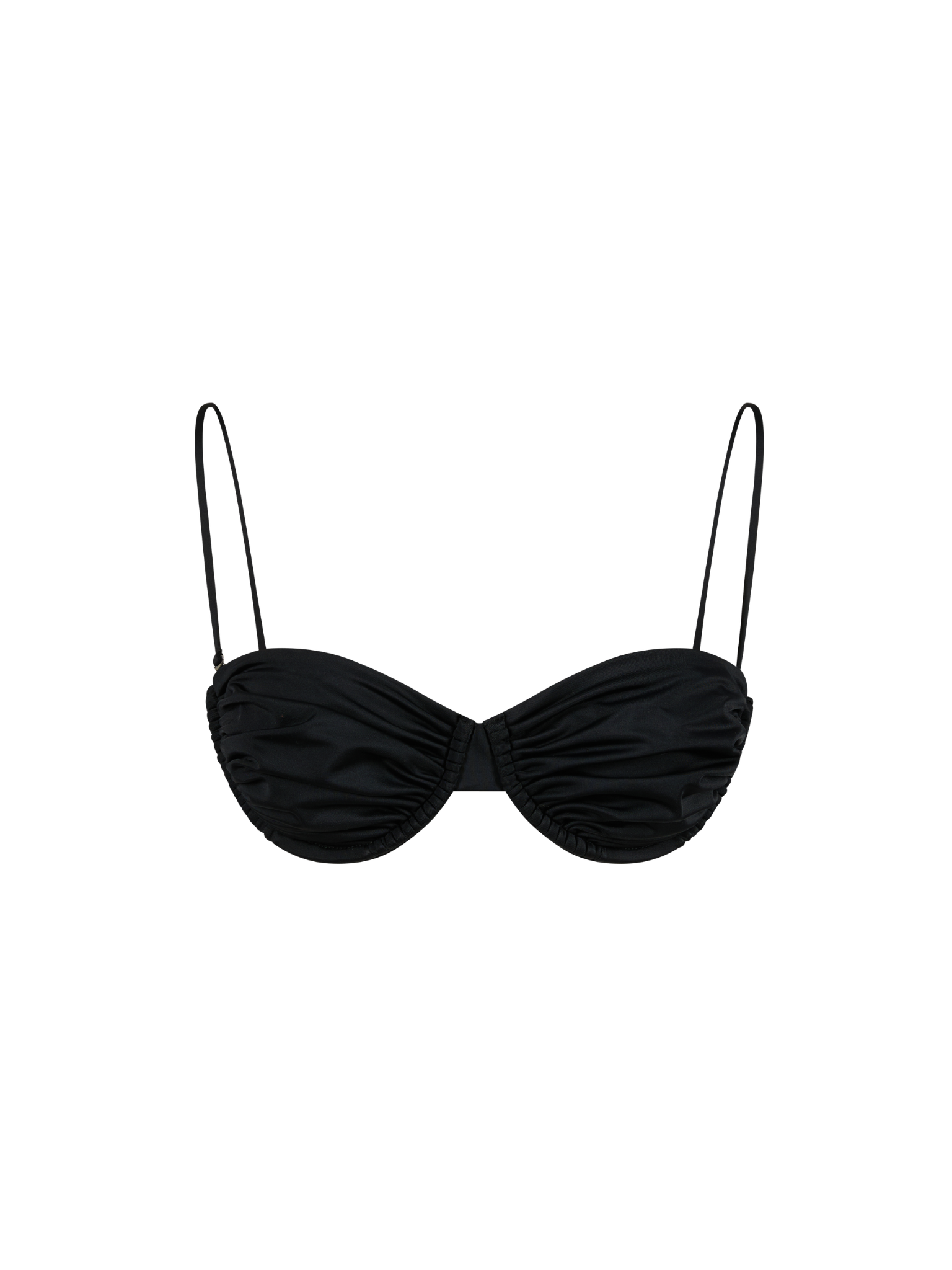 rouched balconette bikini top black